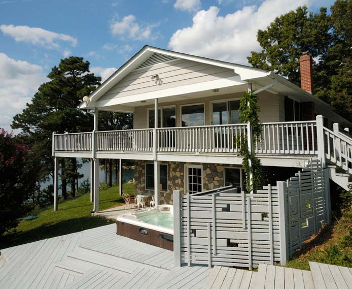 Hot tub and decks at Main House