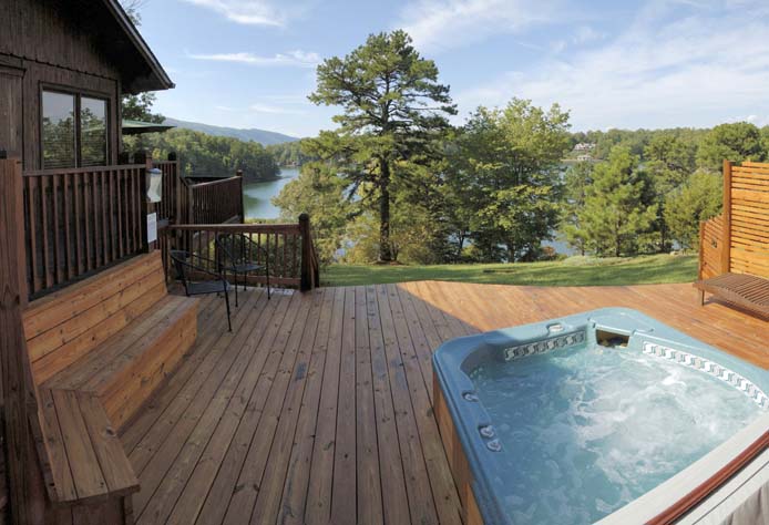 Lake view from hot tub deck at Cedar Cabin