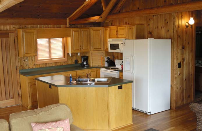 Fully equipped kitchen in Cedar Cabin