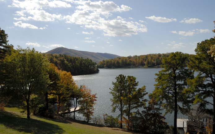 View of Smith Mountain and the lake in the early Fall
